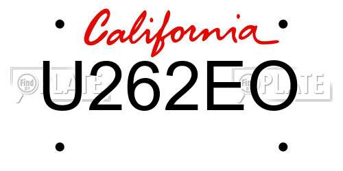 U262EO California License Plate