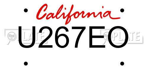 U267EO California License Plate