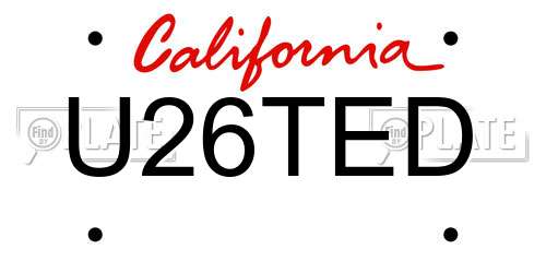 U26TED California License Plate