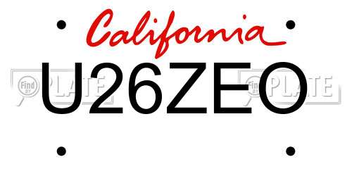 U26ZEO California License Plate
