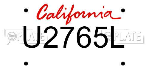 U2765L California License Plate