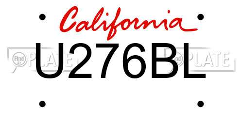 U276BL California License Plate