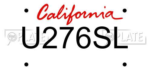 U276SL California License Plate