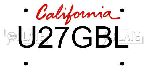 U27GBL California License Plate