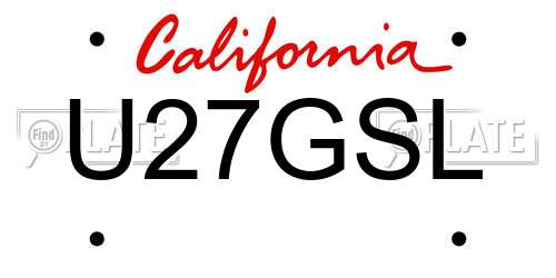 U27GSL California License Plate