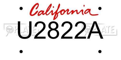 U2822A California License Plate
