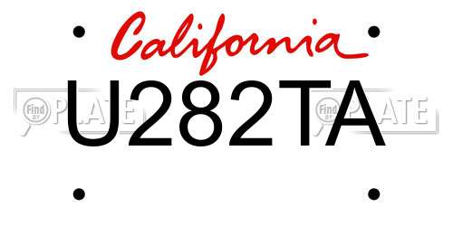 U282TA California License Plate