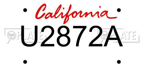 U2872A California License Plate