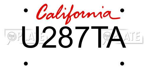 U287TA California License Plate