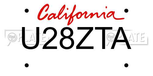 U28ZTA California License Plate