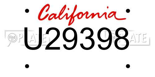 U29398 California License Plate