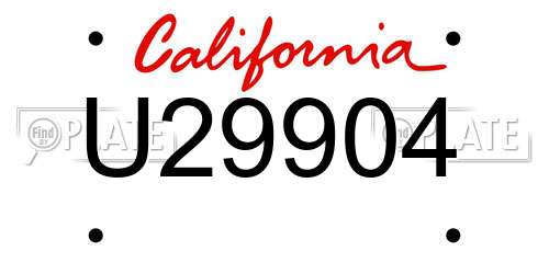 U29904 California License Plate