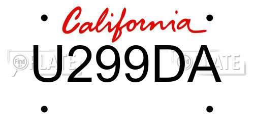 U299DA California License Plate