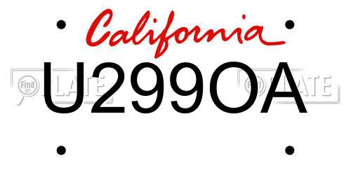 U299OA California License Plate