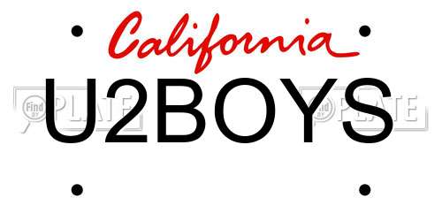 U2BOYS California License Plate