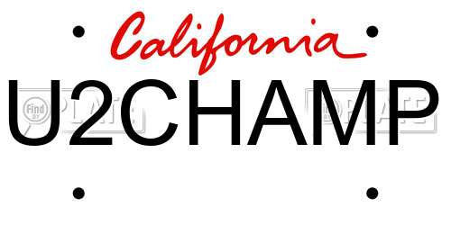 U2CHAMP California License Plate