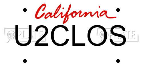 U2CLOS California License Plate