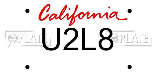 U2L8 California License Plate