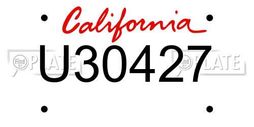 U30427 California License Plate