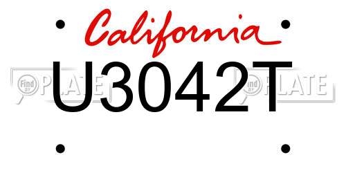 U3042T California License Plate