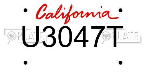 U3047T California License Plate
