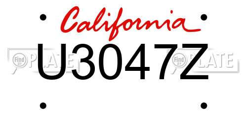 U3047Z California License Plate