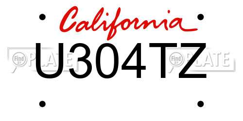 U304TZ California License Plate
