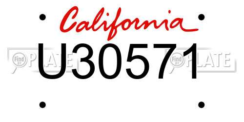U30571 California License Plate