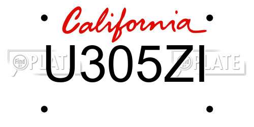 U305ZI California License Plate