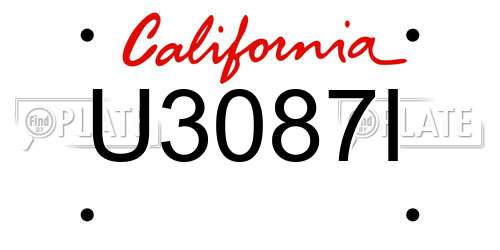 U3087I California License Plate