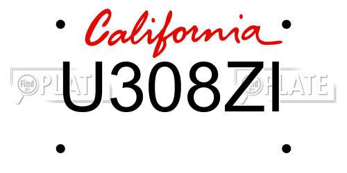 U308ZI California License Plate