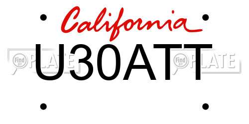 U30ATT California License Plate