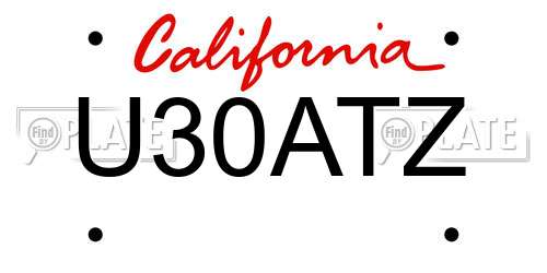 U30ATZ California License Plate