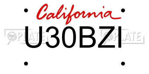 U30BZI California License Plate