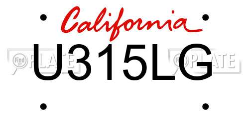 U315LG California License Plate