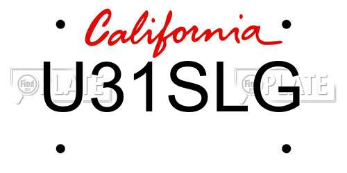U31SLG California License Plate