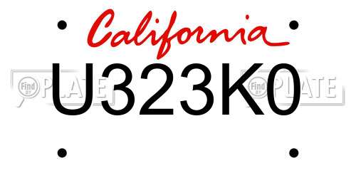 U323K0 California License Plate