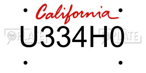 U334H0 California License Plate
