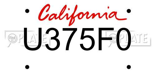 U375F0 California License Plate