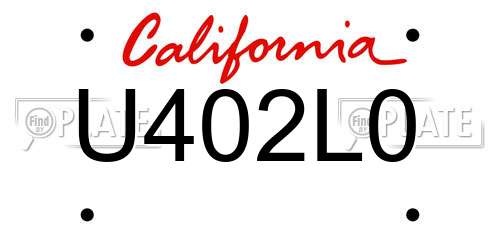U402L0 California License Plate