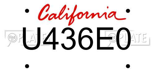 U436E0 California License Plate