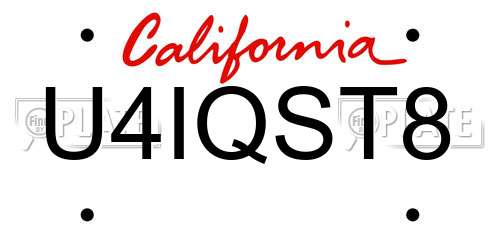 U4IQST8 California License Plate