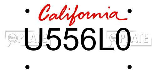 U556L0 California License Plate
