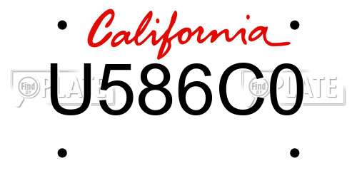 U586C0 California License Plate