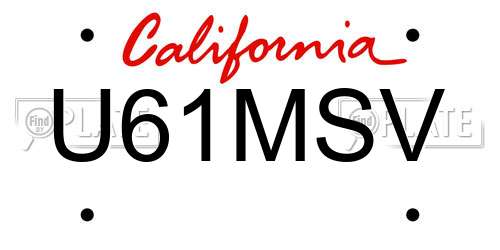 U61MSV California License Plate
