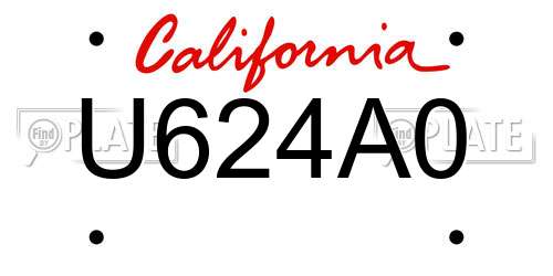 U624A0 California License Plate