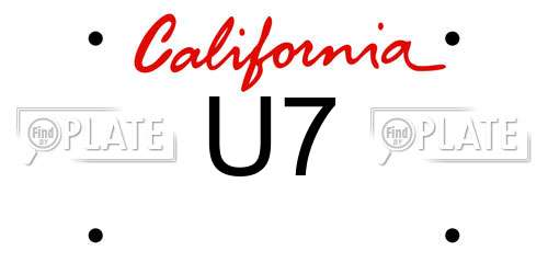 U7 California License Plate