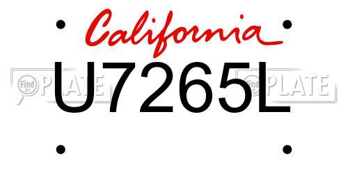 U7265L California License Plate