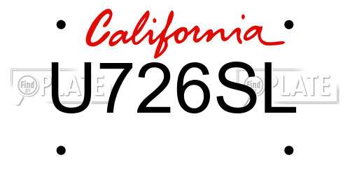 U726SL California License Plate