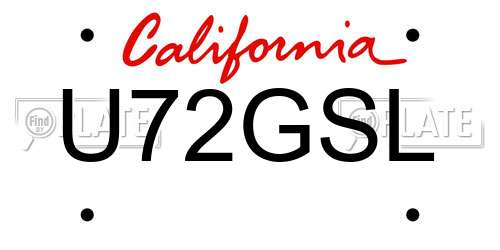 U72GSL California License Plate